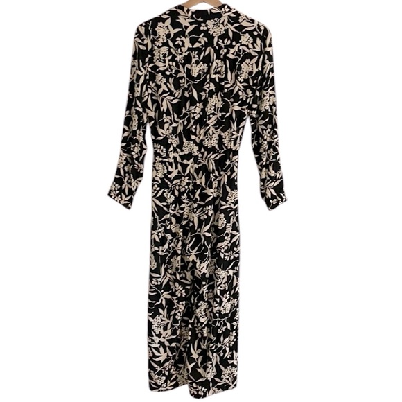 ba&sh Lonik Lady Jumpsuit Long Sleeve Floral Wide Leg Black Cream Womens 4 - Picture 5 of 13